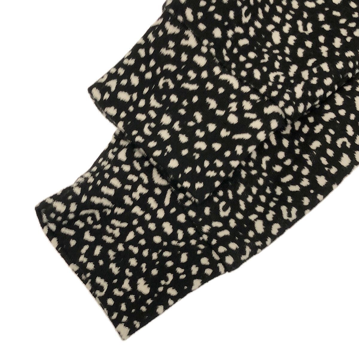☆美品☆ Pinksrand トップス Uネック 長袖 ヒョウ柄 レディース ブラック ホワイト ヒョウ柄 M 901-4974 送料無料 古著