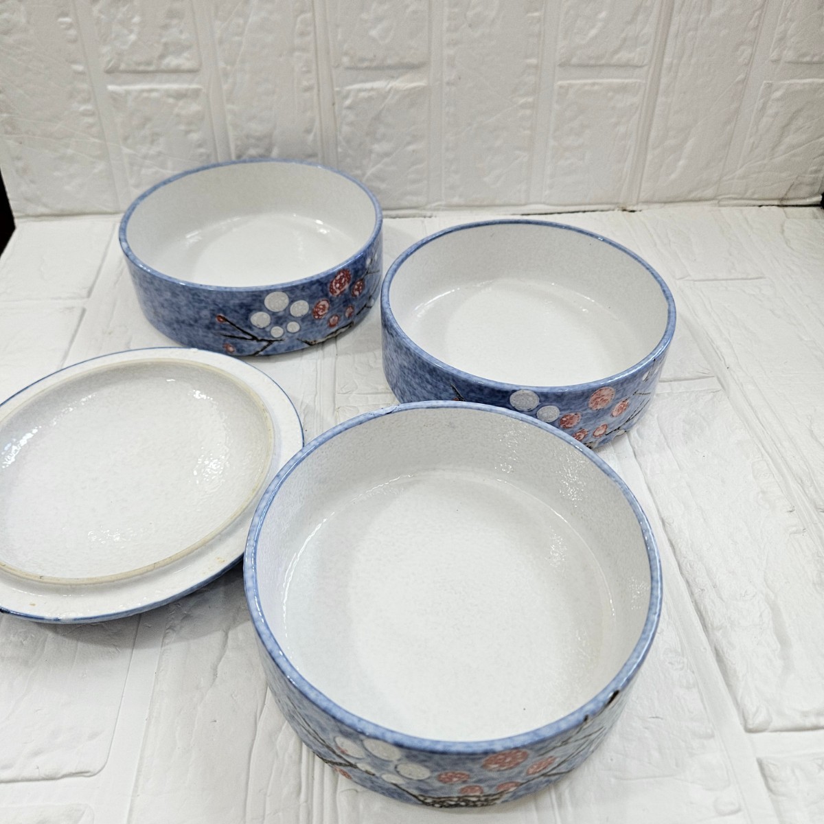 [ не использовался ]. многоярусный контейнер керамика японская посуда 3 уровень цветочный принт горшок посуда коллекция 