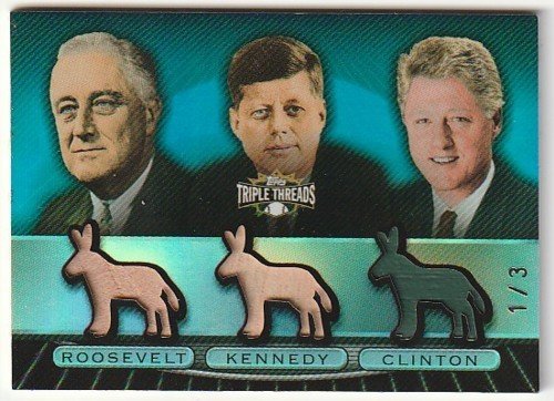 【3枚限定】2007 TOPPS TRIPLE THREADS Bill Clinton/John F. Kennedy/Franklin D. Roosevelt RELICS 米大統領 球場専用席の一部入り