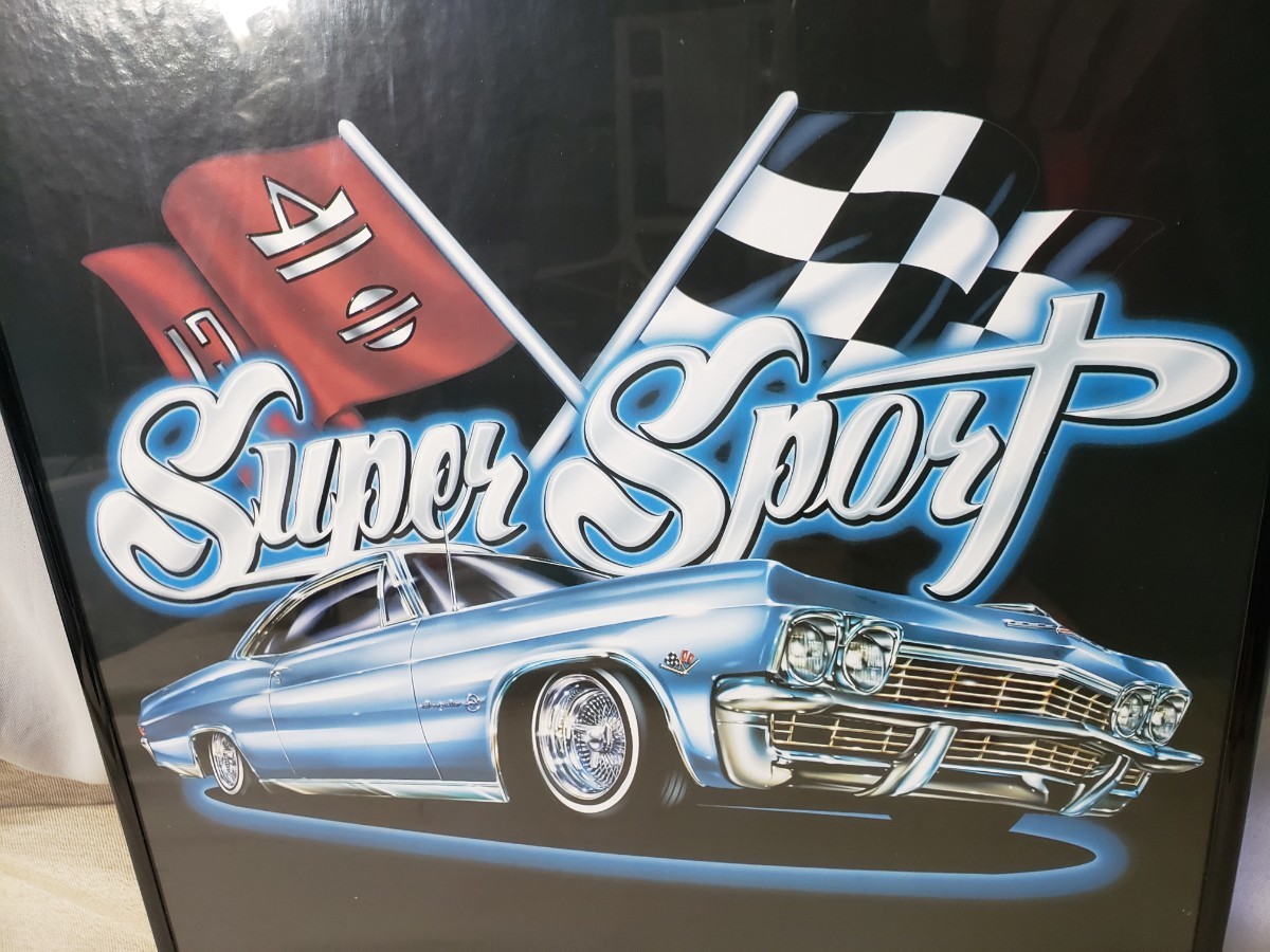 シボレー ローライダー Super Sport パネル ポスター 額入り アメ車 インパラ インテリア サイズ(約) 横41×縦51cmの画像2