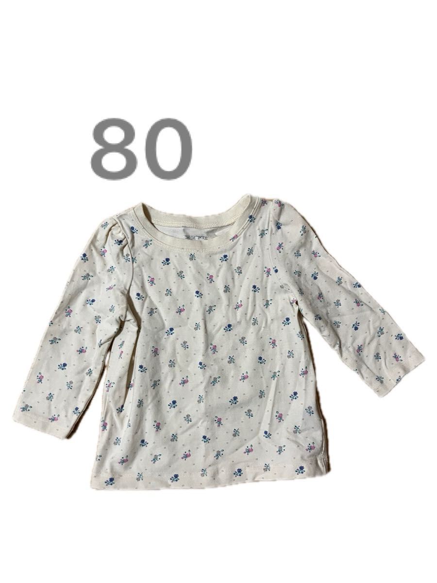 西松屋　80 小花柄　長袖Tシャツ　かっ カットソー シャツ トップス 子供服　綿　女の子