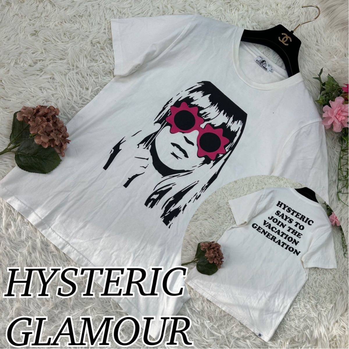 HYSTERIC GLAMOUR ヒステリックグラマー メンズ Mサイズ 半袖 Tシャツ ピンク 白 ビックプリント 人気モデル 送料無料_画像1