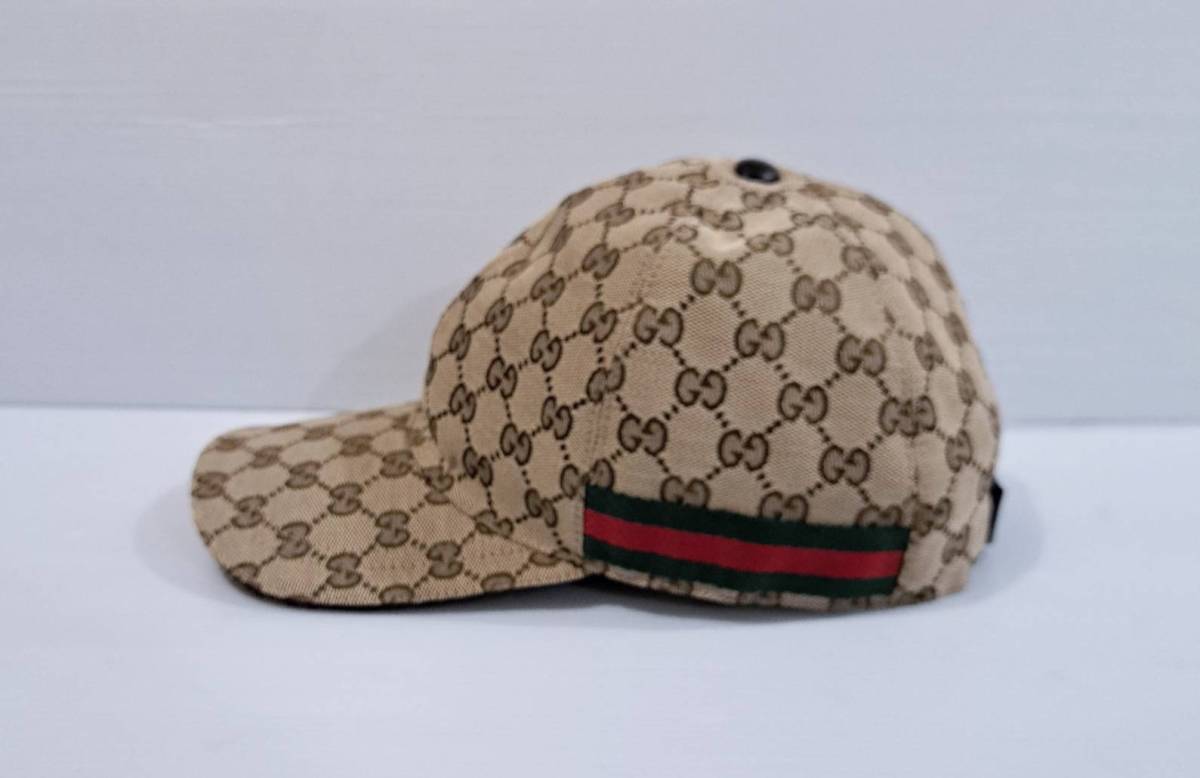 美品 GUCCI グッチ シェリーキャップ モノグラム L 59cm GG柄 GG CAP 帽子 キャップ シェリーライン _画像3