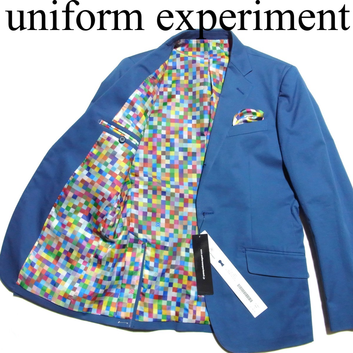 新品 uniform experiment 裏地 カラーチャート コットン ストレッチ 3B ジャケット 1 ブルー COTTON STRETCH  3BUTTON JACKET