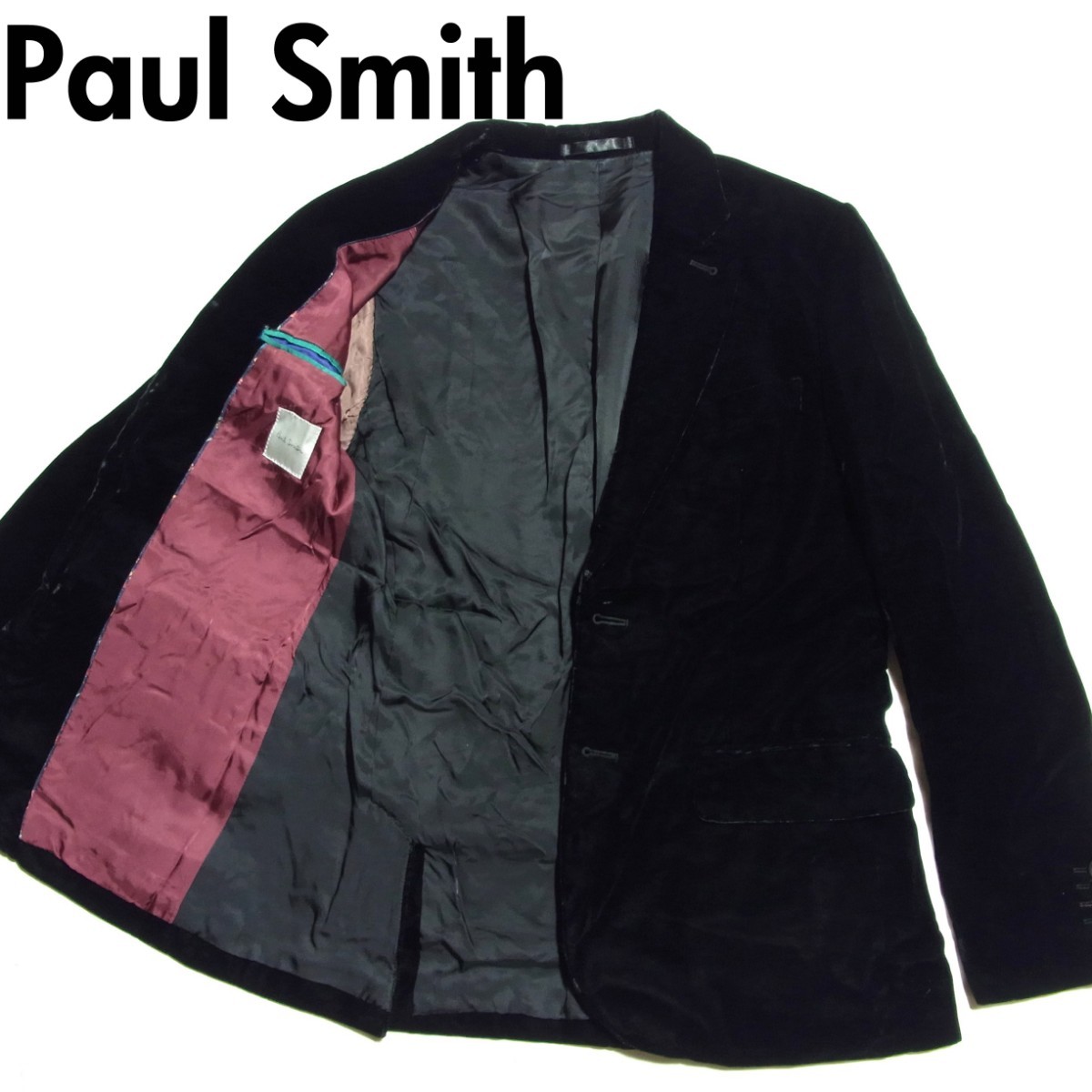 18AW Paul Smith ポールスミス DREAMER 2B ベロア テーラード ジャケット S 黒 ブラック ベルベット ドリーマー