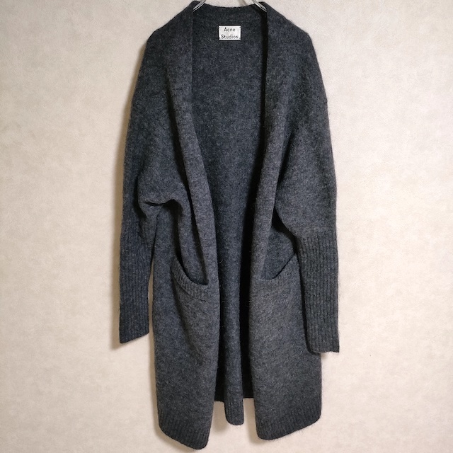 ACNE STUDIOS RAYA MOHAIR ロング丈 サイズS カーディガン チャコールグレー アクネストゥディオズ 3-1218T 228384