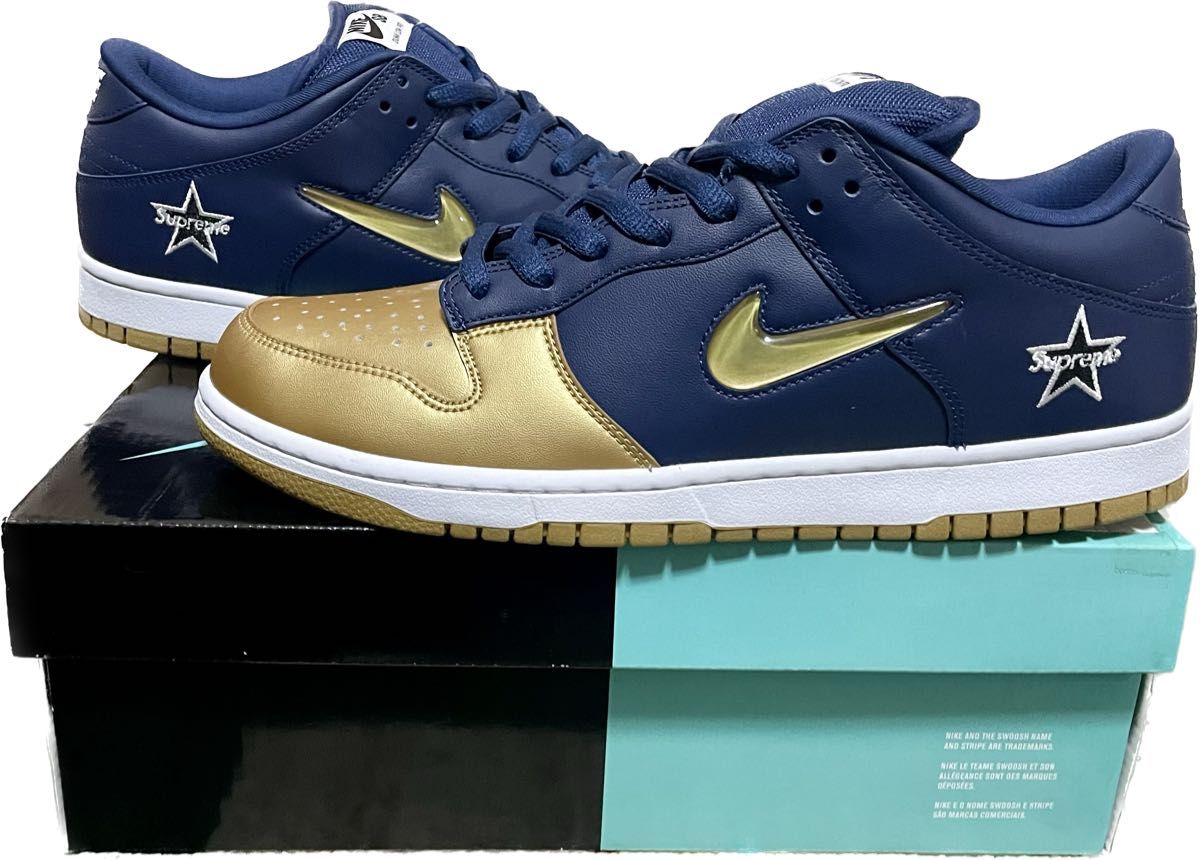 【新品未使用】Supreme NIKE DUNK SB LOW 29.5cm 紺金　QS "Metallic Gold/Navy"