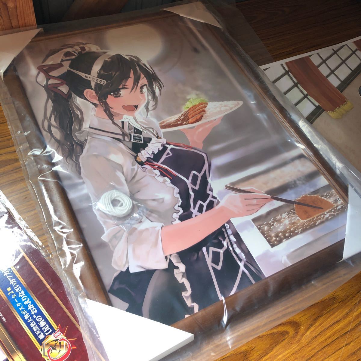 一番くじ　艦これ　バンプレスト　大判ポスター　足柄のおかえりなさい　カツカレー　額つき　テーブルマナー　艦隊コレクション　①_画像6