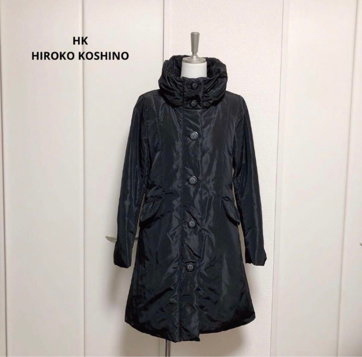 HK HIROKO KOSHINO ヒロコ　コシノ　ダウン　コート　38 ブラック