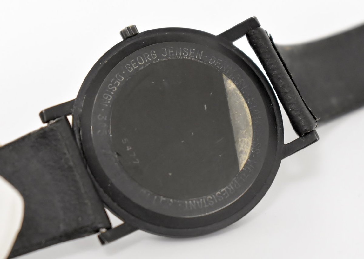 ジョージジェンセン Georg Jensen 腕時計 345 メンズ クオーツ ヨルゲン・モラー デザイン 3針 文字盤ブラック レザーベルト 2312LR011_画像5