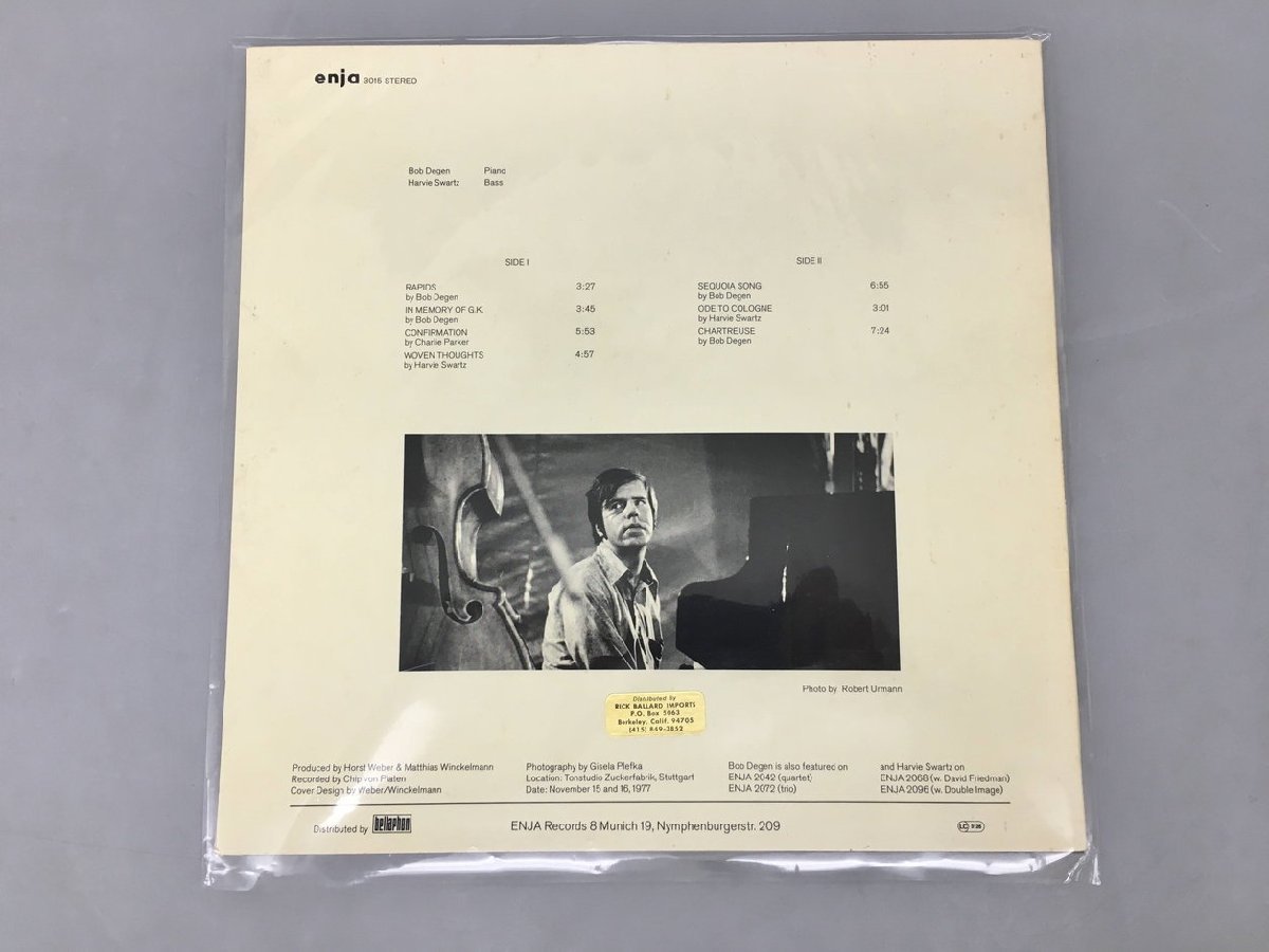 LPレコード Bob Degen Chartreuse Harvie Swartz enja 3015 オリジナル盤 2312LO041_画像2