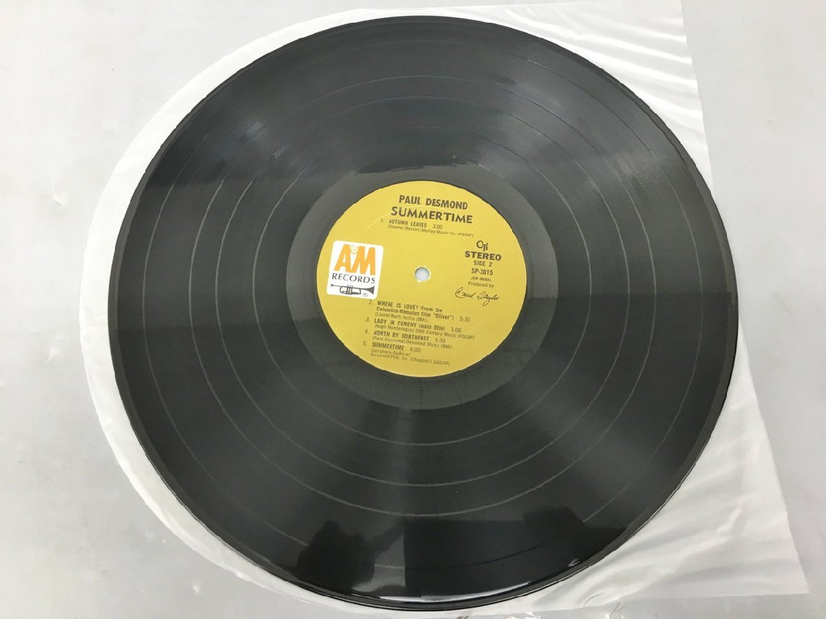 LPレコード Paul Desmond SUMMERTIME A & M STEREO SP 3015 2312LO046_画像5