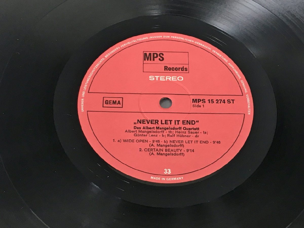 LP record NEVER LET IT END ALBERT MANGELSDORFF MPS15274 2312LO004