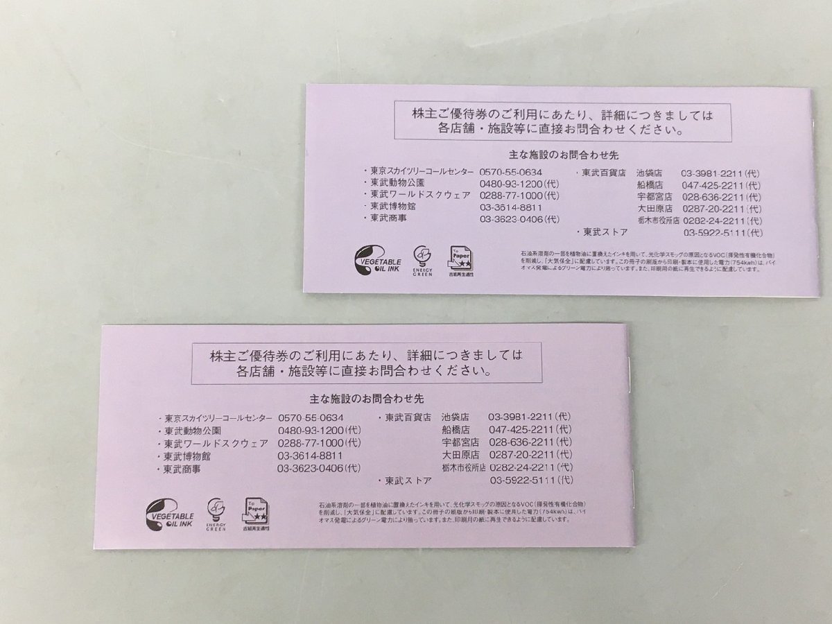 東武鉄道株式会社 株主優待券 ご優待券 冊子2冊 2024年6月30日まで 未使用 2312LM009_画像2