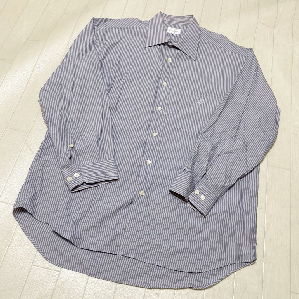 3752☆ Castelbajac カステルバジャック トップス シャツ ドレスシャツ メンズ 2L ブルーストライプ_画像1