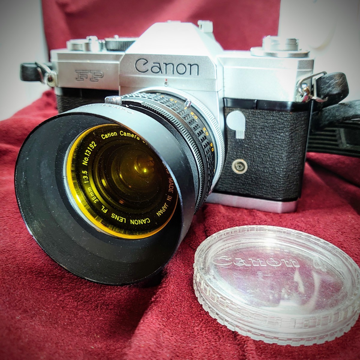 Q67【シャッターOK】Canon FP レンズ交換式一眼レフフィルムカメラ ボディ キヤノン LENS FL F:3.5 35mm セット 昭和レトロ_画像2