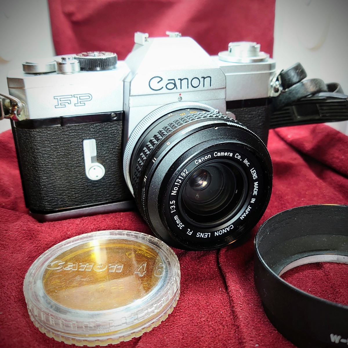 Q67【シャッターOK】Canon FP レンズ交換式一眼レフフィルムカメラ ボディ キヤノン LENS FL F:3.5 35mm セット 昭和レトロ_画像1