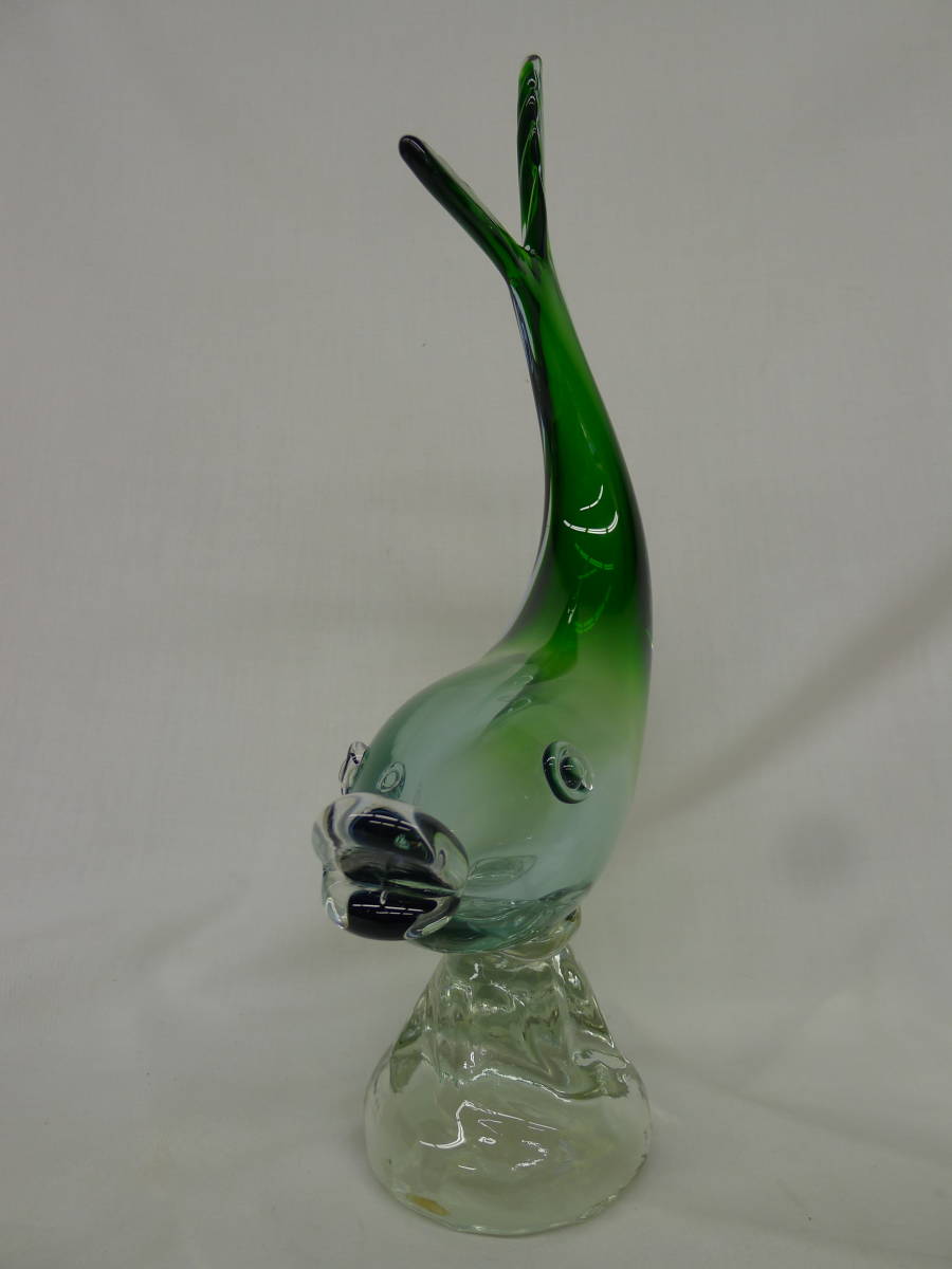 ll269●MURANO Glass/ ムラノガラス 魚の置物 オブジェ ベネチアグラス アートグラス フィッシュモチーフ ガラス工芸/100_画像1