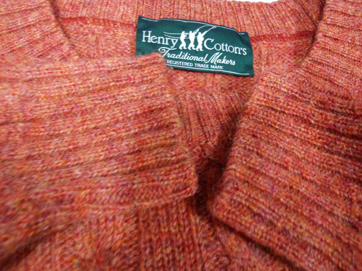 M44374【レナウン/Henry Cottons】ウール100 くさり編み セーター_画像2