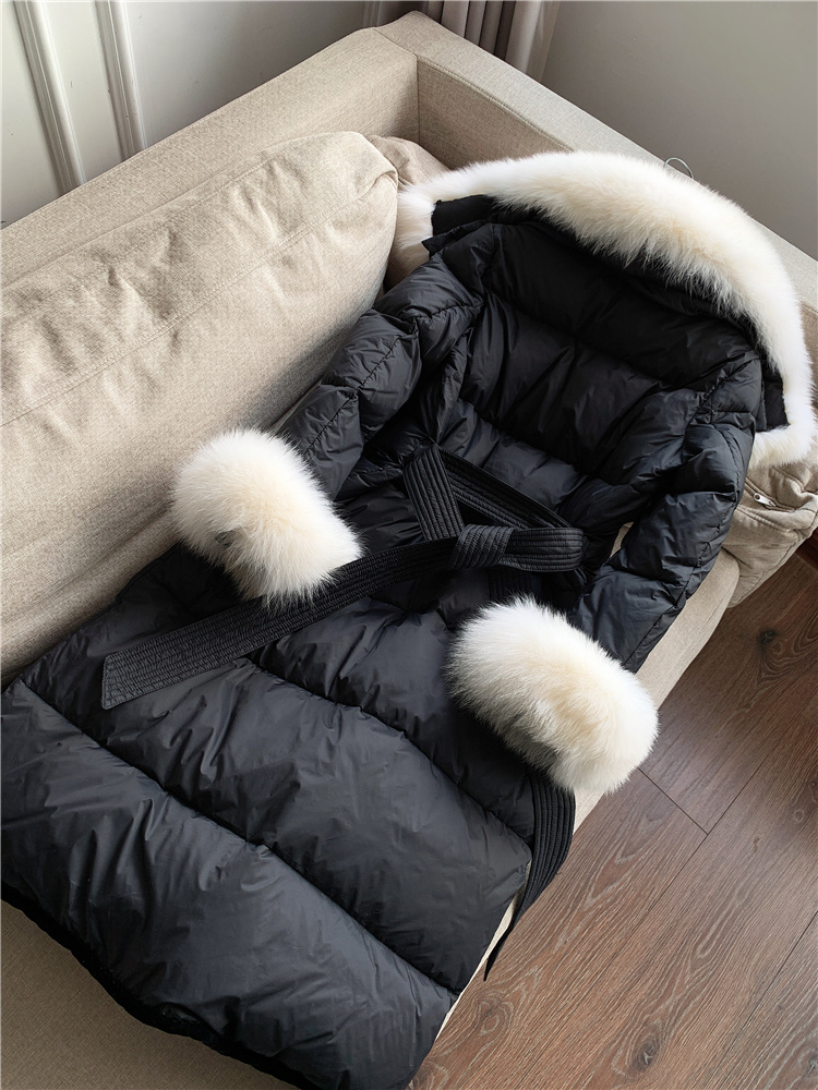 new goods wonderful woman warm coat 90% down coat luxury Goose fox fur outer black M
