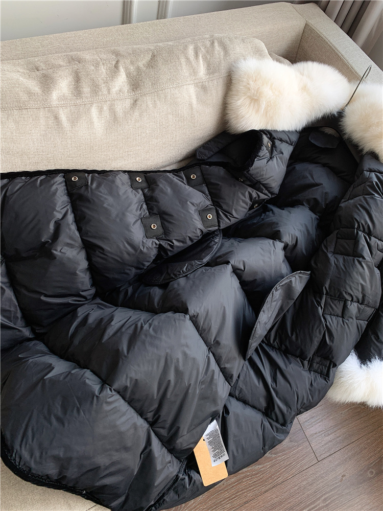  new goods wonderful woman warm coat 90% down coat luxury Goose fox fur outer black M