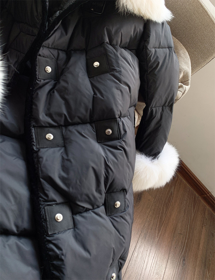  new goods wonderful woman warm coat 90% down coat luxury Goose fox fur outer black M