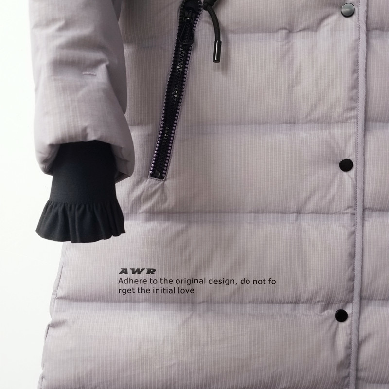 新品新作女性暖かいコート90％ダウンジャケットロング丈コートパープル・L_画像5