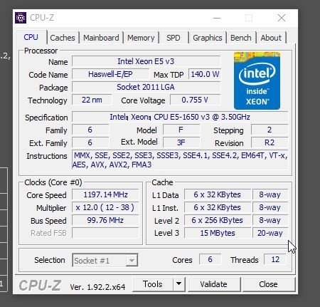 即決★本物 Intel Xeon E5-1650 V3 3.5GHz SR20J 6コア12スレ LGA2011-3 / 正規S-SPEC品 動作確認済 定形外140円発送可_画像4