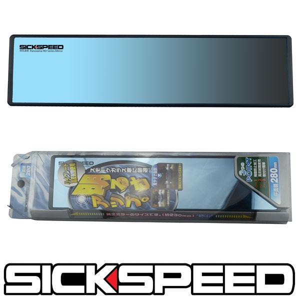 SICKSPEED　ワイドルームミラー ブルーレンズ カーブタイプ 青 ロゴ入り USDM JDM 湾曲 汎用 シックスピード スタンス バックミラー_画像1