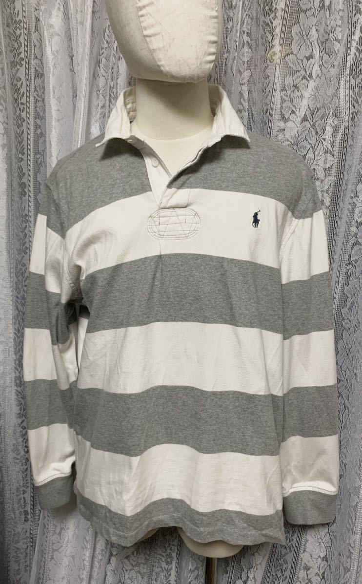 Polo Ralph Laurenポロラルフローレン　長袖ポロシャツ ラガーシャツ　カスタムフィット　ボーダー　刺繍ロゴ　XL_画像2