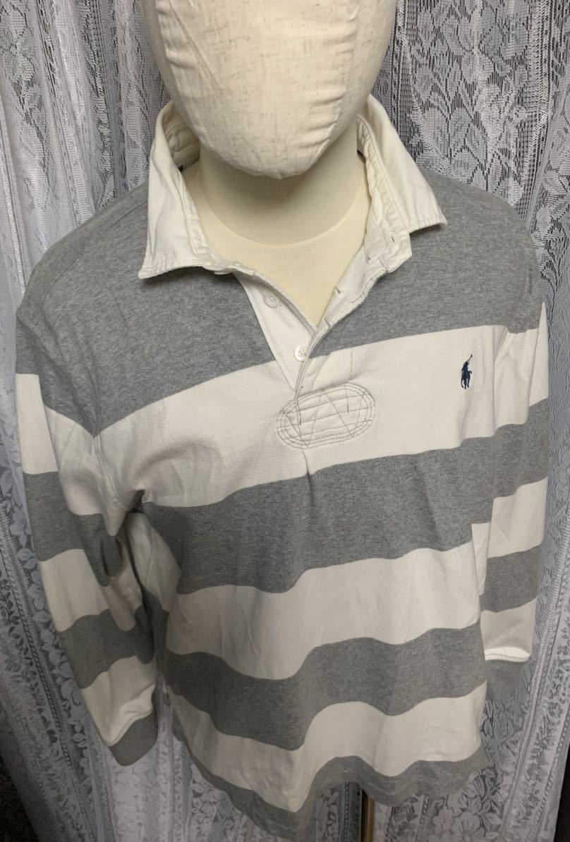 Polo Ralph Laurenポロラルフローレン　長袖ポロシャツ ラガーシャツ　カスタムフィット　ボーダー　刺繍ロゴ　XL_画像5