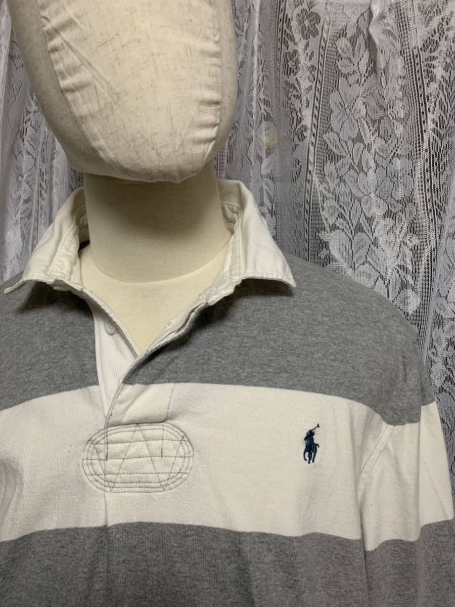 Polo Ralph Laurenポロラルフローレン　長袖ポロシャツ ラガーシャツ　カスタムフィット　ボーダー　刺繍ロゴ　XL_画像3