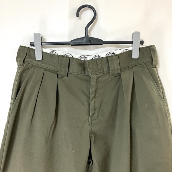 Dickies ディッキーズ テーパード ツータック入り ワークパンツ L相当 30 W83 ペインターパンツ ジッパーフライ ゆったり グリーン カーキ_画像4