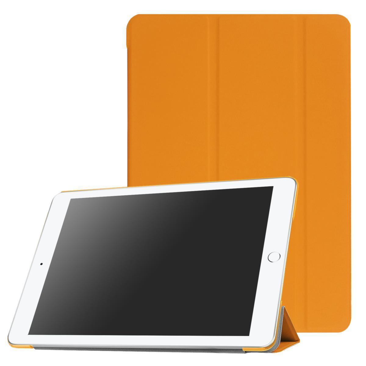 iPad ケース iPad5 / iPad6 / iPad Air1 / iPad Air2 兼用 三つ折スマートカバー PUレザー アイパッド カバー スタンド機能　オレンジ_画像1