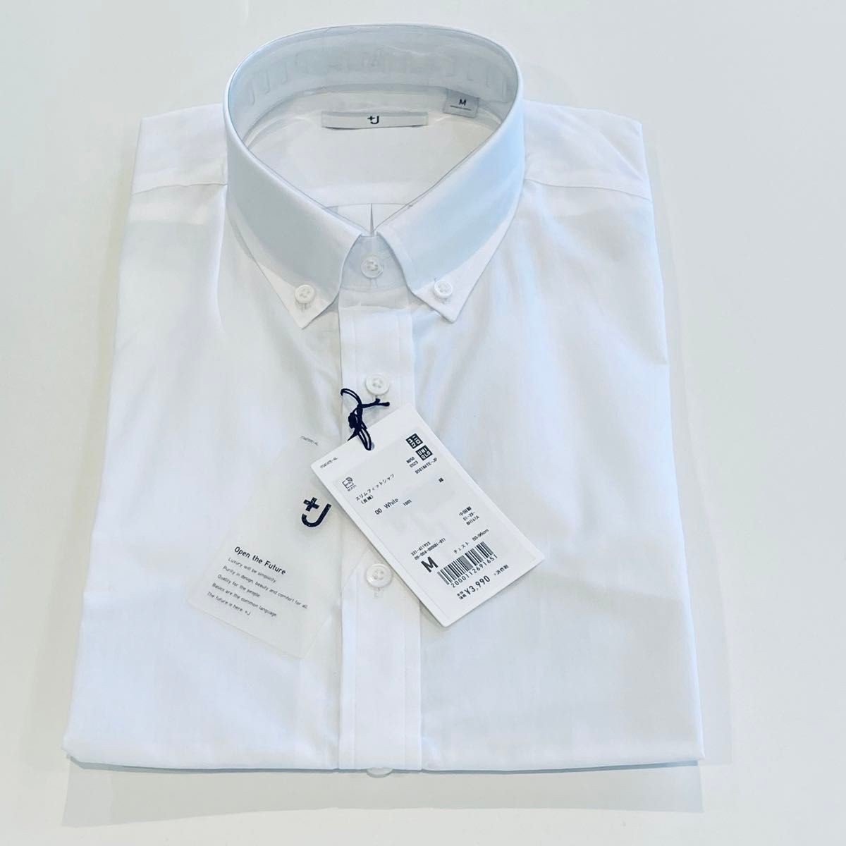 ユニクロ +j メンズ スリムフィットシャツ 長袖 サイズM  ドレスシャツ 白シャツ UNIQLO 未使用