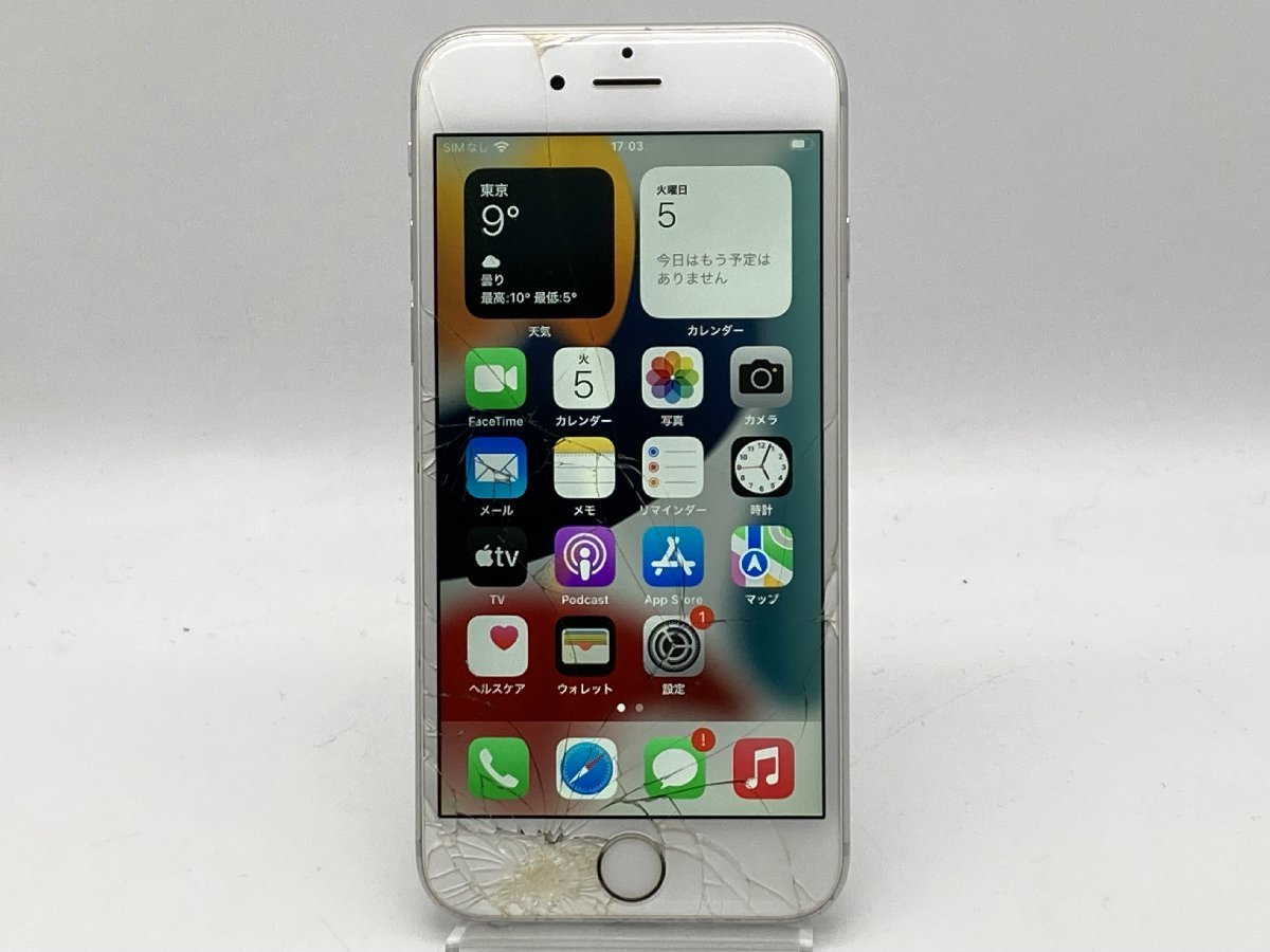 【中古・ジャンク】液晶画面割れ バッテリー不良 Apple iPhone 6s 64GB docomo解除版SIMフリー シルバー NW〇 本体 A-56552_画像1