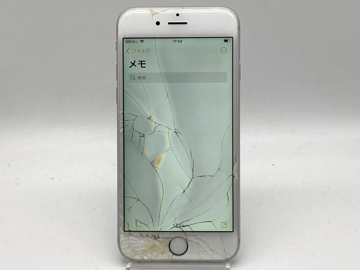 【中古・ジャンク】液晶画面割れ バッテリー不良 Apple iPhone 6s 64GB docomo解除版SIMフリー シルバー NW〇 本体 A-56552_画像2