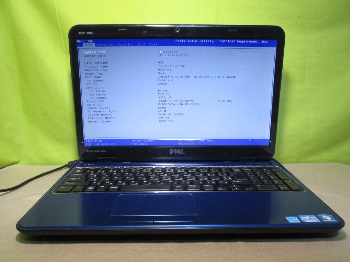 DELL Insprion N5110【Core i5 2430M】　【Windows 7世代のPC】 BIOS表示可 ジャンク　送料無料 [87492]_画像1