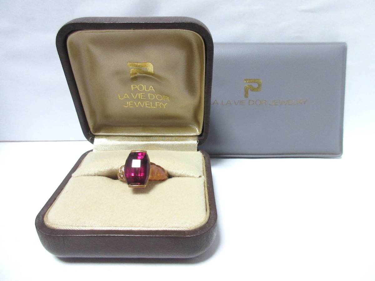 【ラッピング不可】 リング ガーネット(5.50ct) ラヴィドール:K18 《ジュエリー》ポーラ 10.5号 JEWERY D'OR LAVIE POLA 18金製 保証書付き ダイヤ(0.18ct) ガーネット