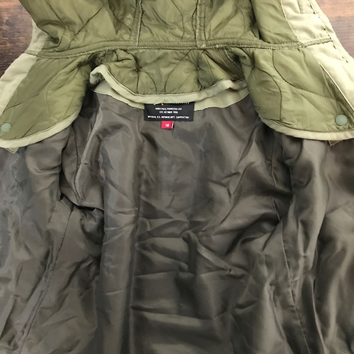 [即決古着]ALPHA INDUSTRIES/アルファインダストリーズ/ボアライナージャケット/カーキ/キッズ/子供服/110サイズ/TA8032-121_画像3