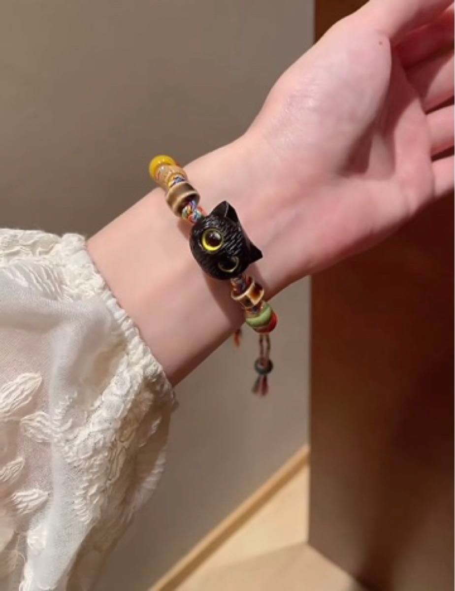 【残り一点】新作 レディース ブレスレット 大人気 おしゃれ 可愛い 猫ちゃん 黒猫 猫ブレスレット