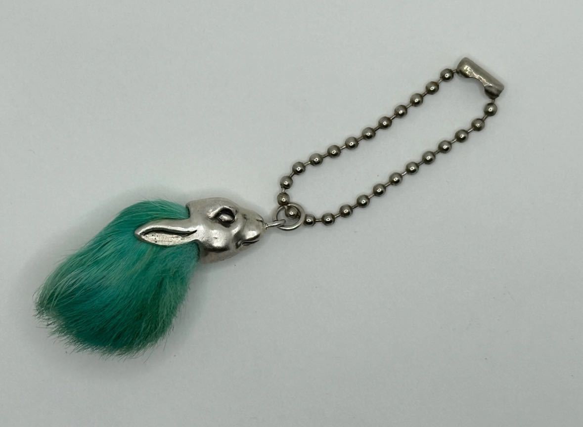 ◆シルバー◆ラビットフット キーホルダー◆グリーン◆ LUCKY RABBIT FOOT KEYCHAIN_画像1