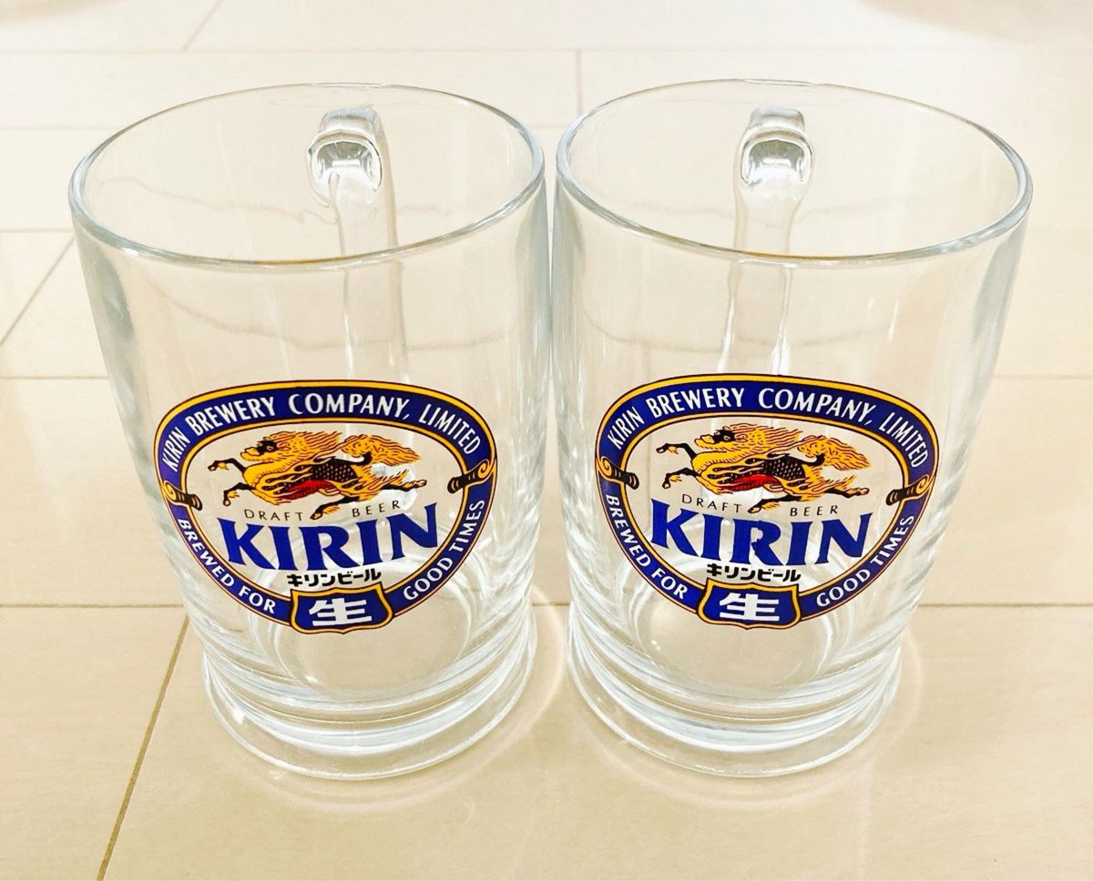 キリン生ビール 小型ビールジョッキ2個セット　 昭和レトロ　ビアグラス KIRIN