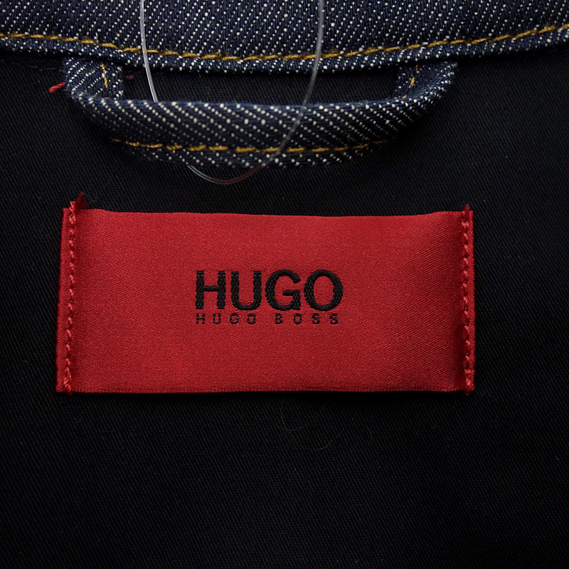 【特別価格】HUGO BOSS レザー切替 ジップアップ トラッカー デニム ジャケット インディゴ メンズS_画像3