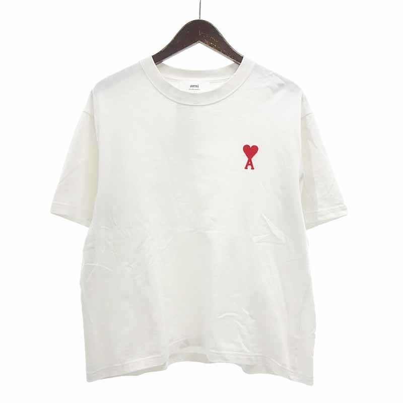 【年末年始大セール】AMI Alexandre Mattiussi アミ ドゥ クール ハート ロゴ 刺繍 Tシャツ ホワイト_画像1