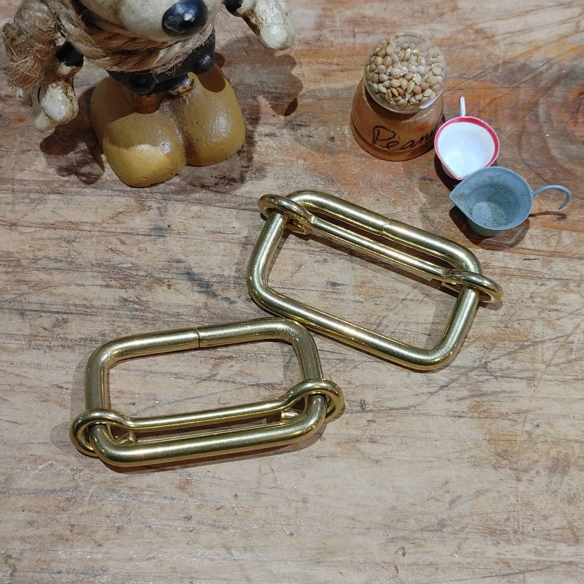 レザークラフト 真鍮金具 Brass　線カン ベルト調節具　内径40mm　2個 セット×3_画像1