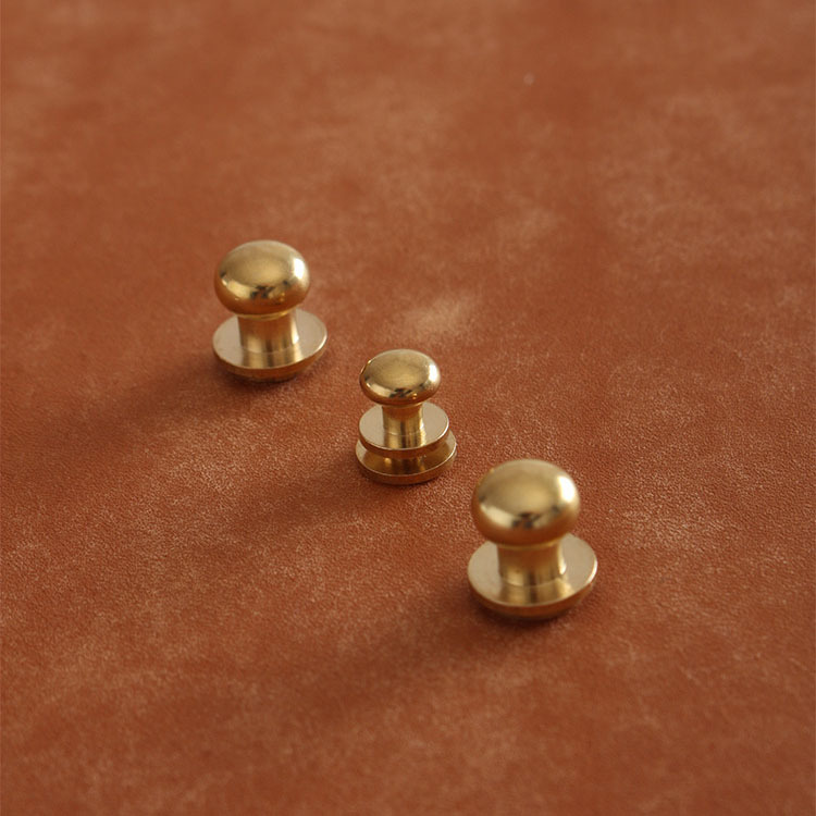 レザークラフト　真鍮金具 Brass　ネジ式 ギボシ 頭直径10mm　5個セット_image写真