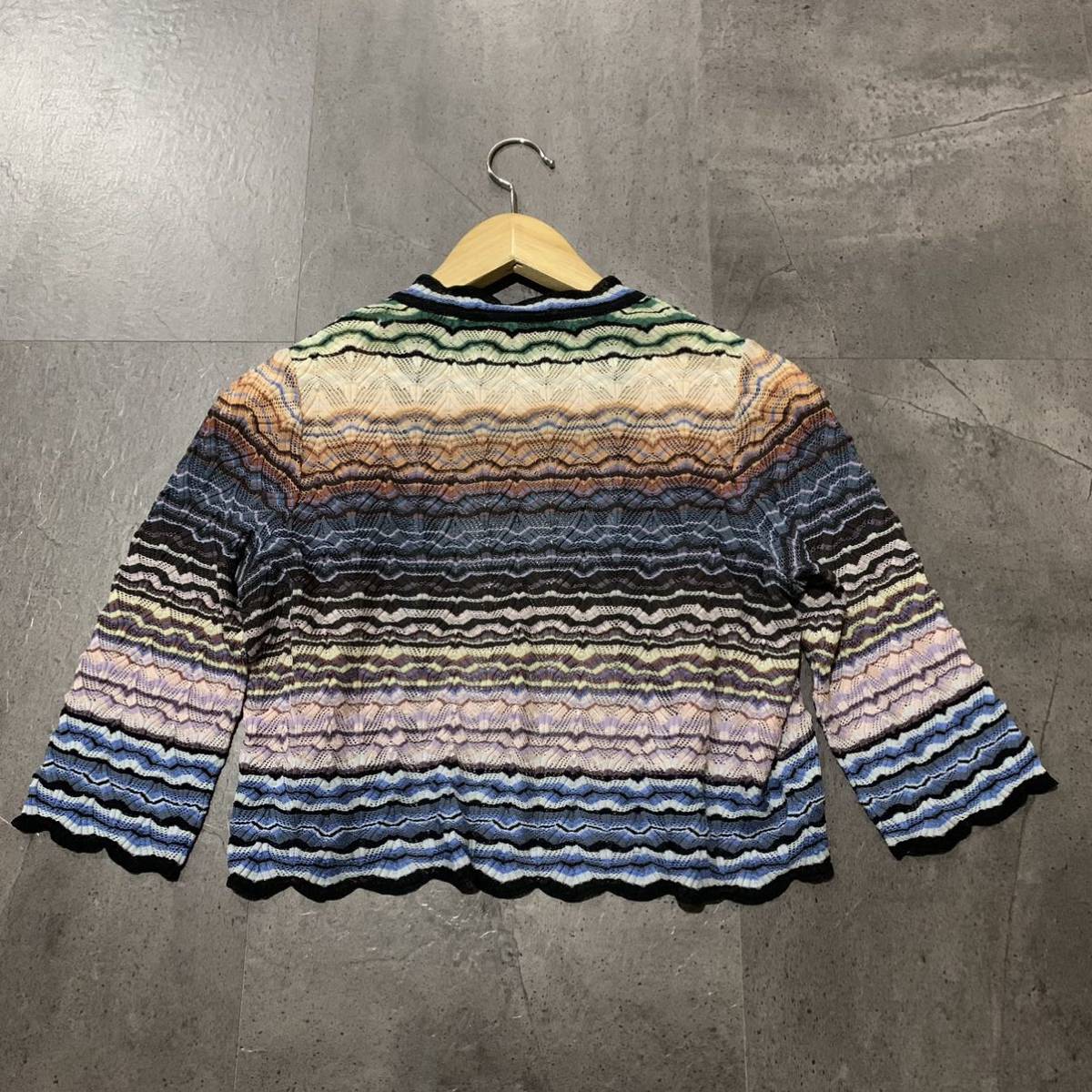 N ☆美品/ 高級エレガント服 'イタリア製' MISSONI ミッソーニ 2点セット 総柄 アンサンブルニット カーディガン & タンクトップ トップス _画像6