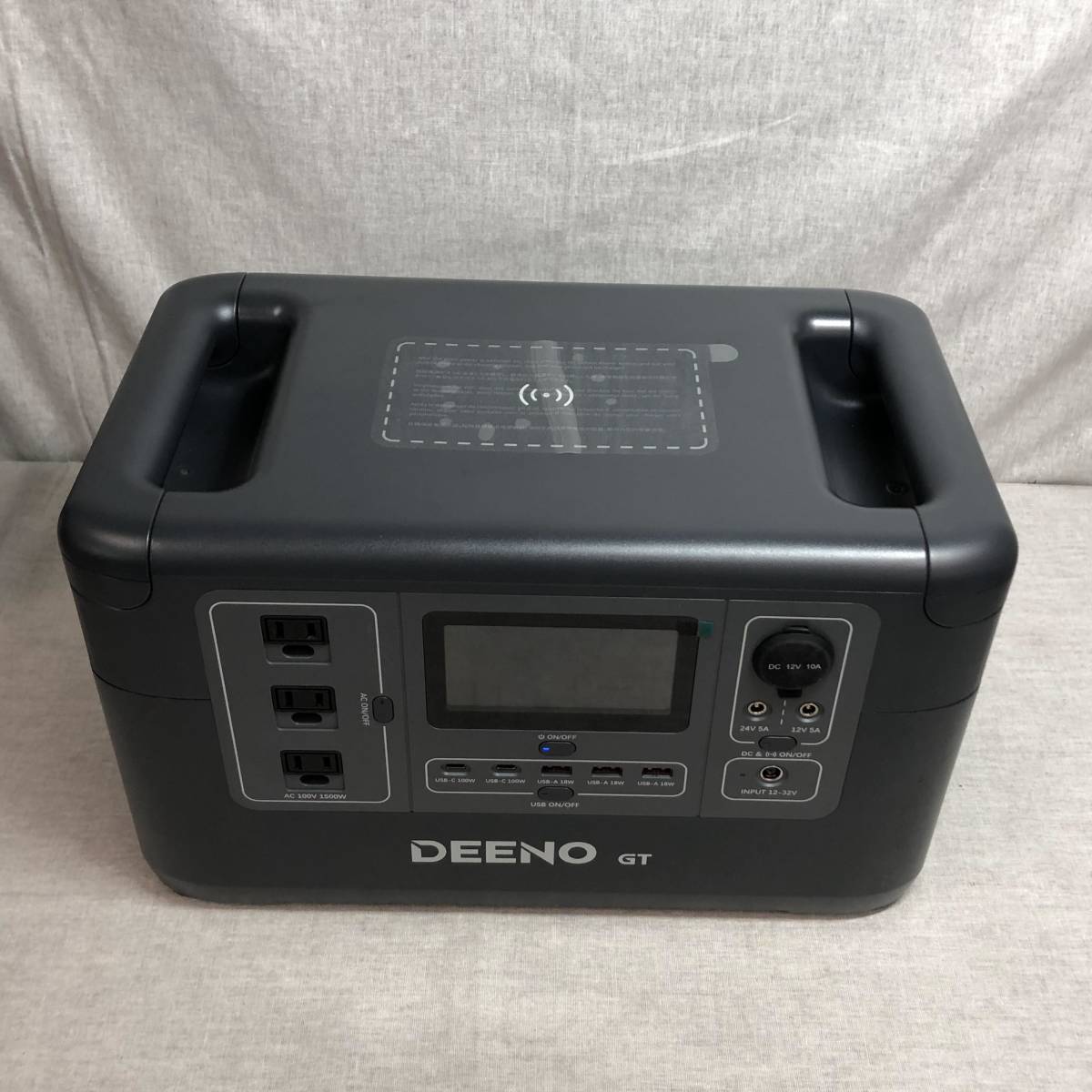 ジャンク品　Deeno GT ポータブル電源 X1500 1500W (瞬間最大3000W) 大容量 1036Wh 50/60HZ LEDライト付き PSE認証済 PS151032_画像2