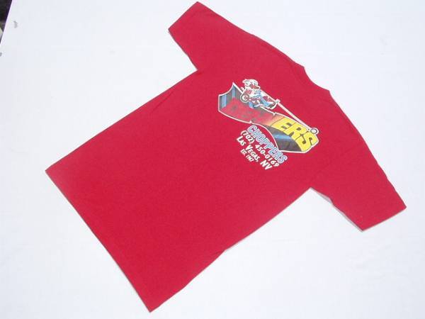 DENVER'S Choppers　デンバーズ　チョッパーズ　オリジナル　Tシャツ　Lサイズ　赤　デッドストック　ハーレー　旧バージョン　旧ロゴ_バックプリント